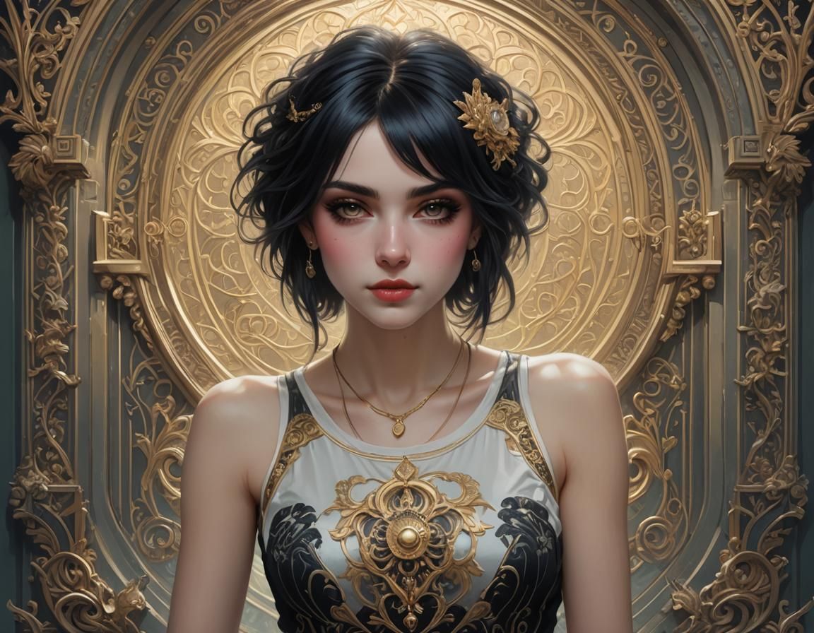 Happy Emo Girl Selfie in Anime Style