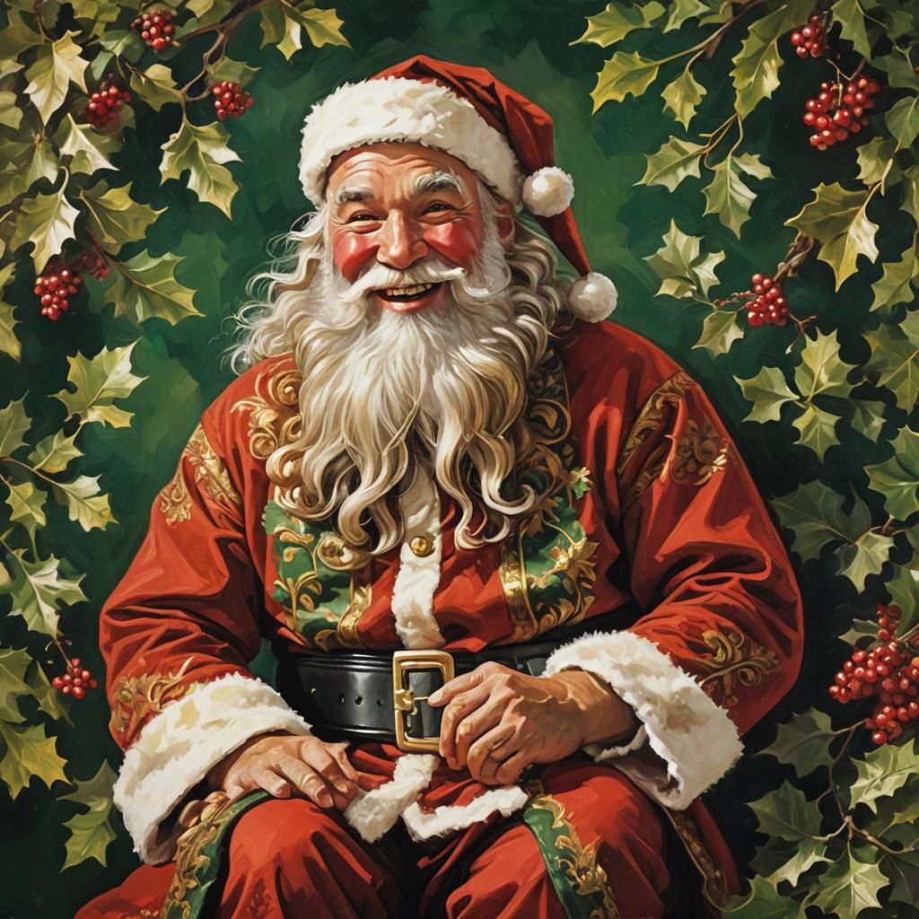 Smiling Santa Claus in Impressionist Oil Painting Style