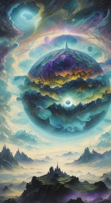 Surreal Moonscape in Purple and Blue Hues