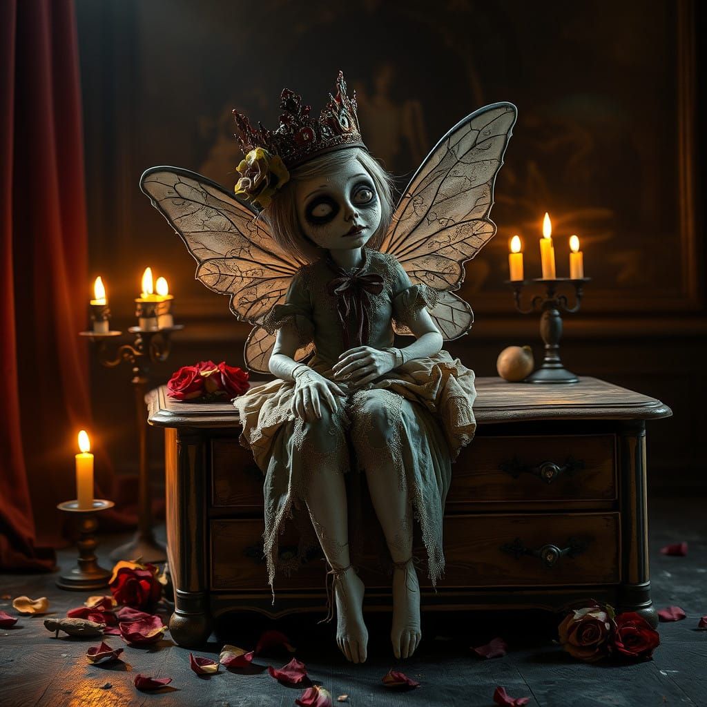 Macabre Victorian Tooth Fairy in Haunting, Cinematic Style