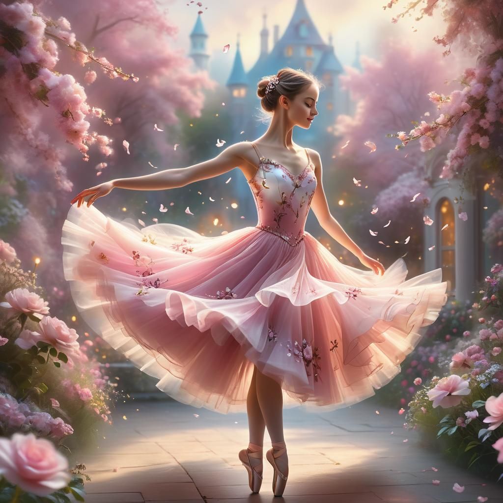 Ballerina in Ethereal Fantasy Style with Flowers