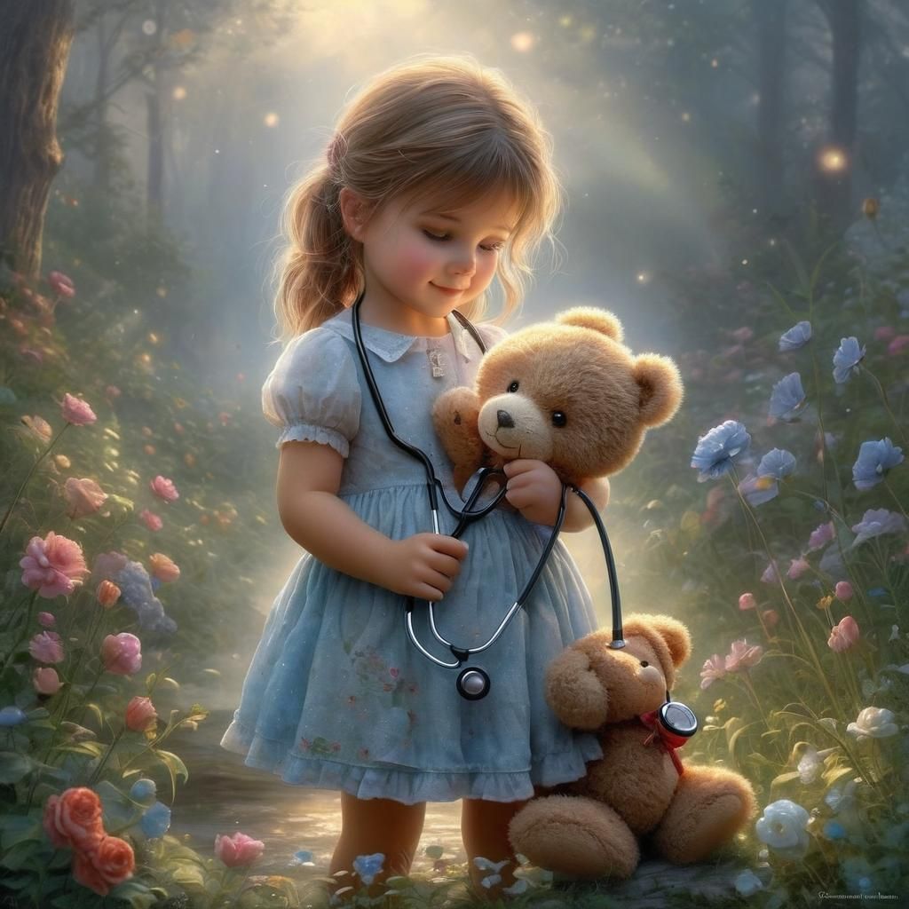 Girl Listens to Teddy Bear Heart: Ethereal Fantasy