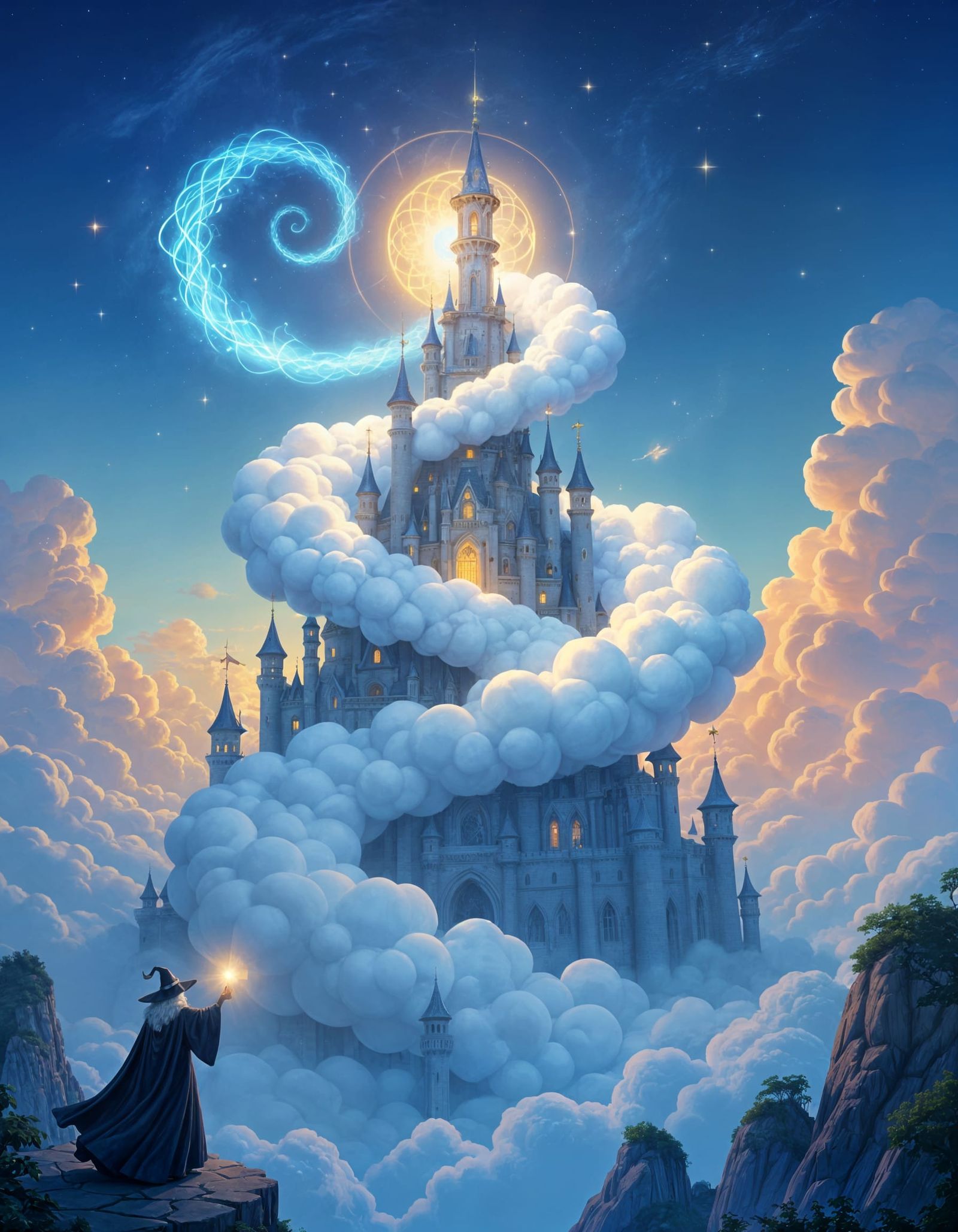 Magical Cloud Castle in Infinity Spiral Shape