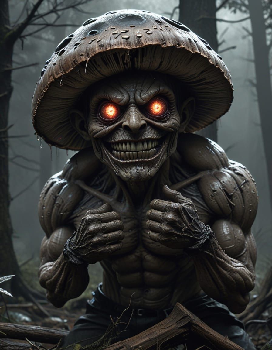 Mushroom Zombie in Photorealistic Anime Style