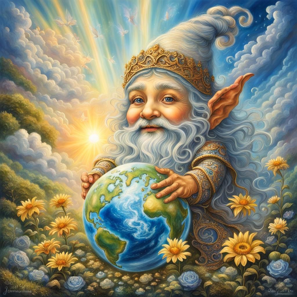 Gnome Earth Spirit in Style of Josephine Wall