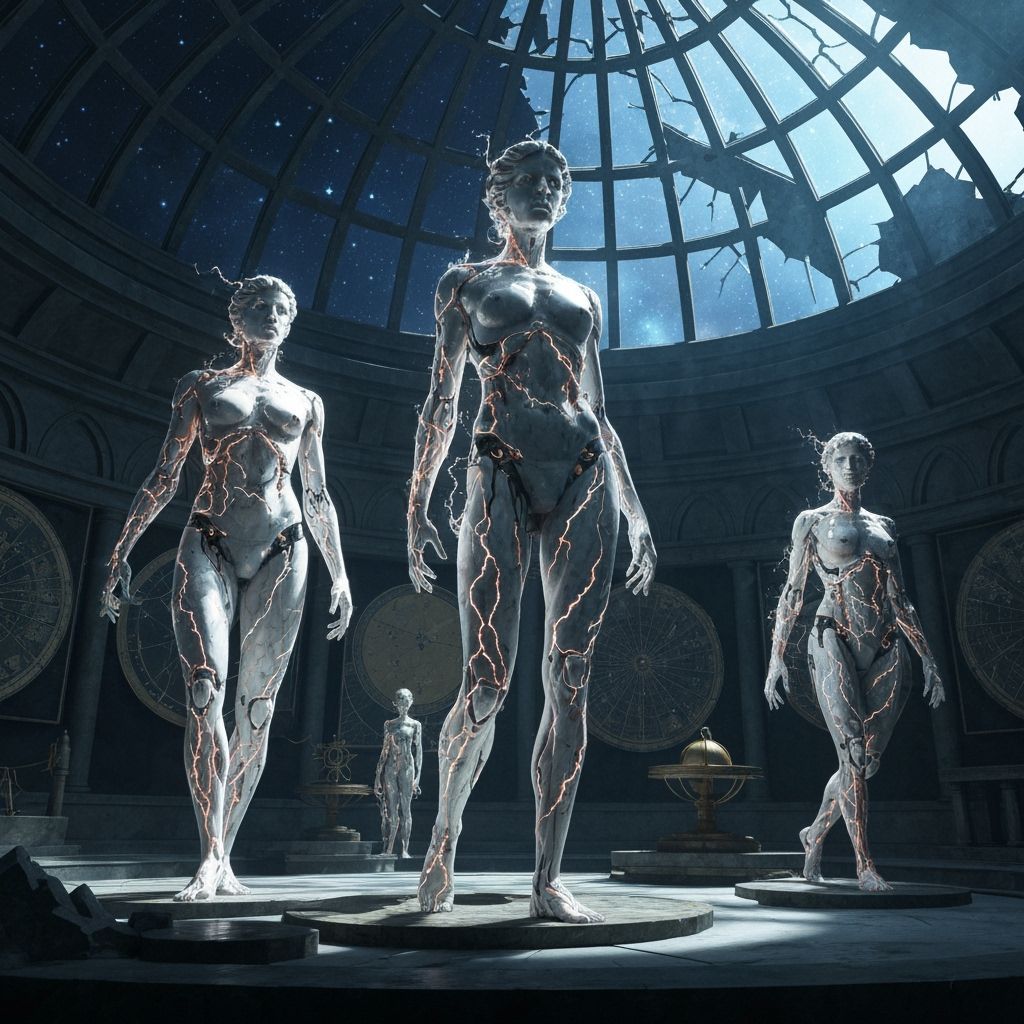 Arcane Energy Marble Sculptures in Cosmic Observatory