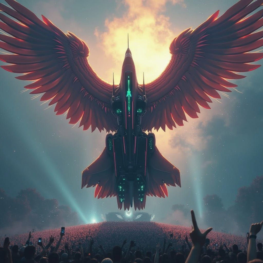 Futuristic F-16 Soars Above Mesmerizing Concert Stage