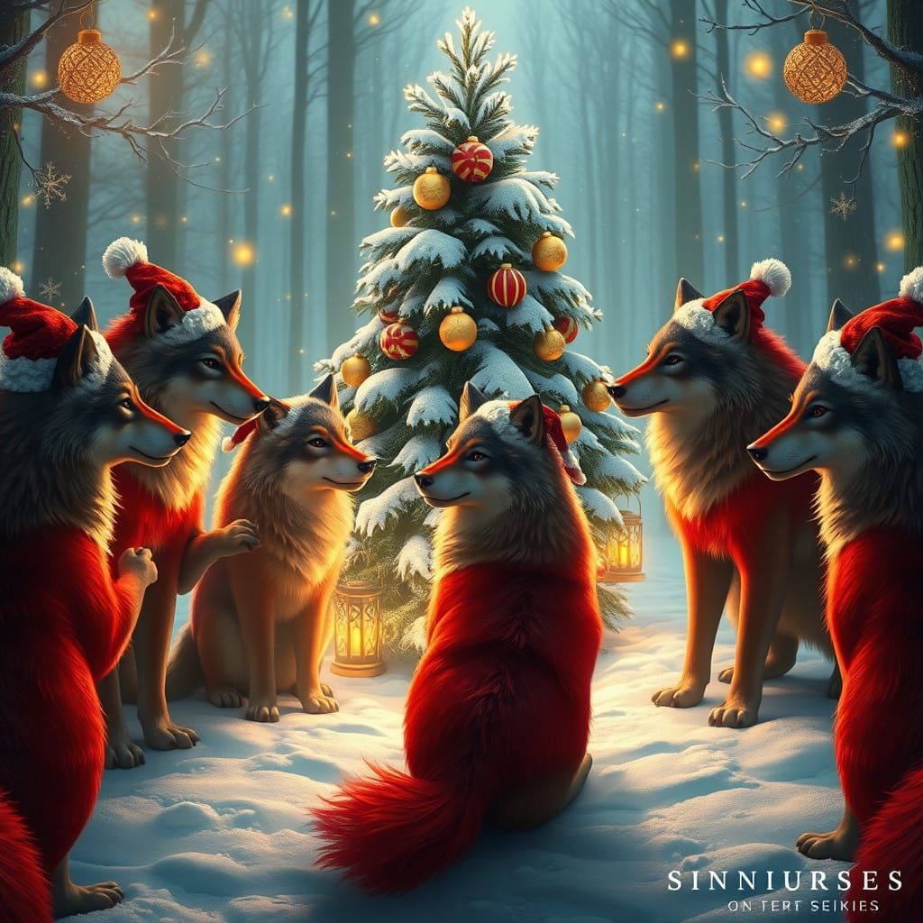 Wolves Sing Christmas Carols in Festive Harmony