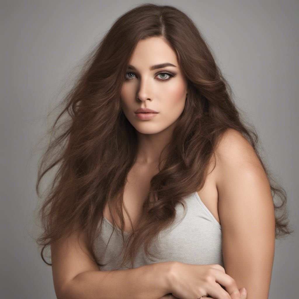 Confident Trans Woman with Long Brown Hair