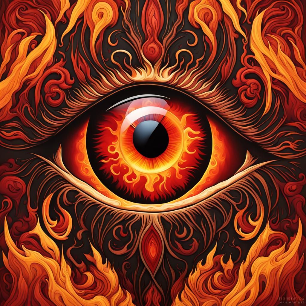 Intense Red Fire Eye Splash Art