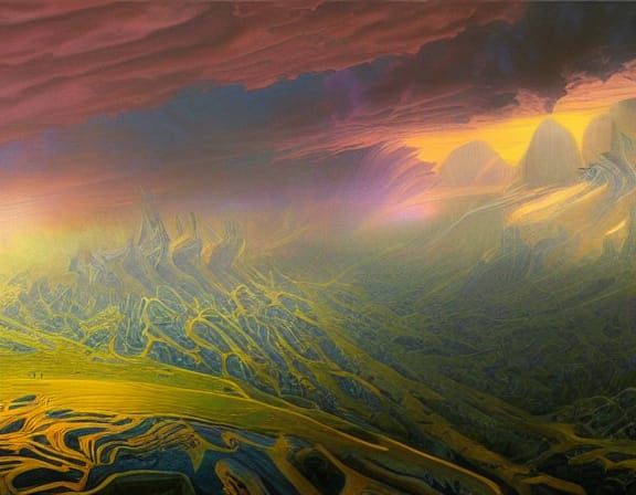 Mystical Alien World with Colorful Clouds as Digital Art