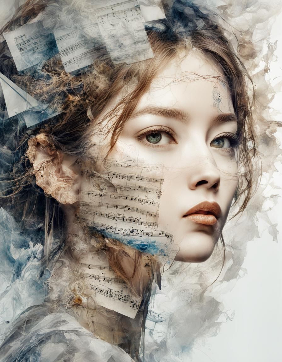 Mystical Woman Face in Digital Trapunto Art