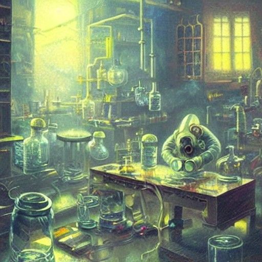 Mad Chemist in Toxic Laboratory