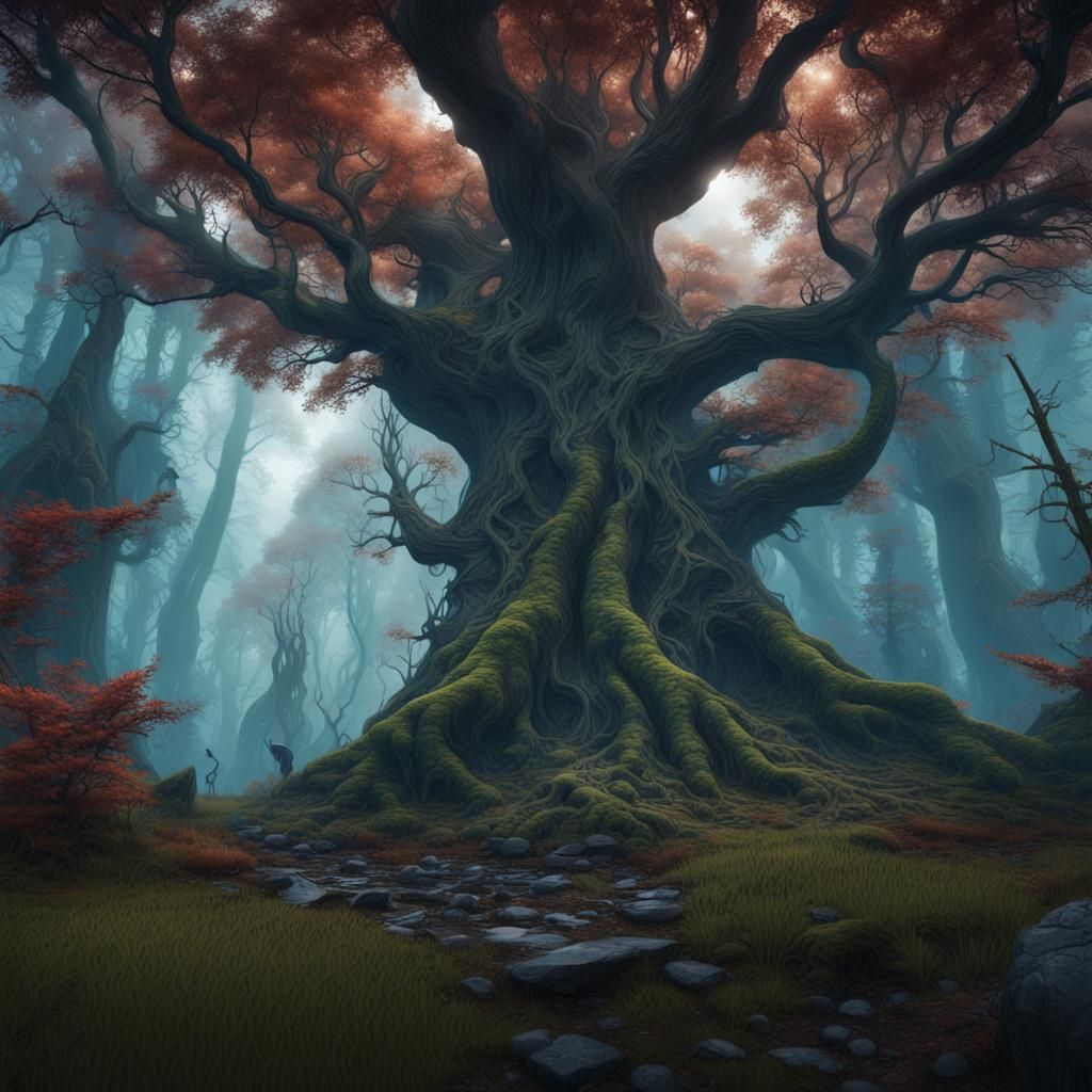 Detailed Mystic Forest Fantasy Concept Art
