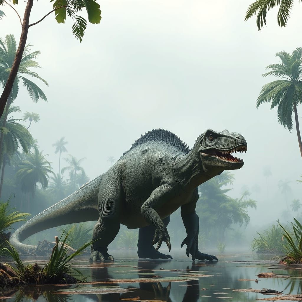 Giant Iguanodon in Jurassic Park Swamp