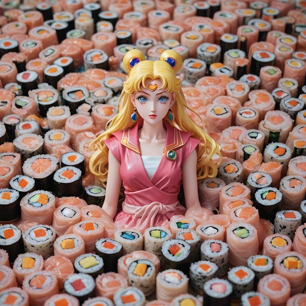 Sailor Moon's Sushi Dream in Magical Surrealism