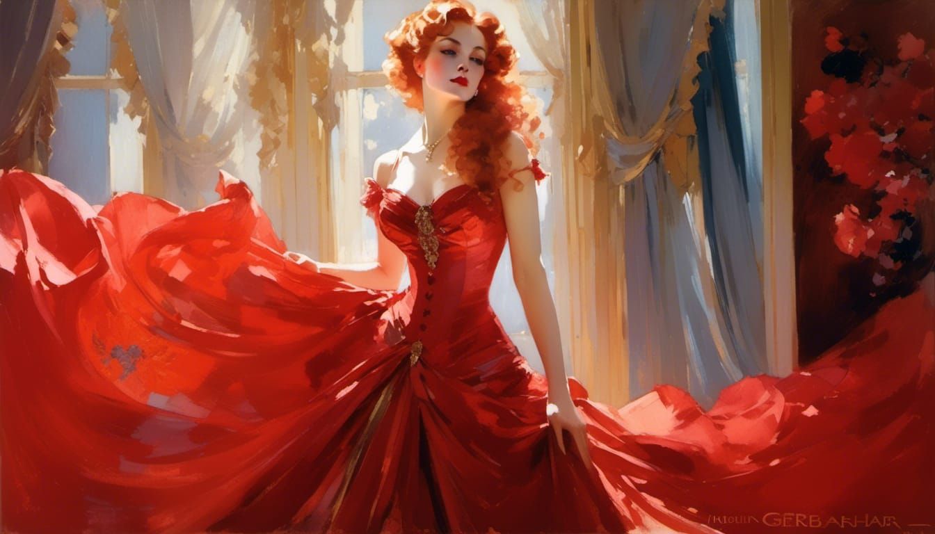 Victorian Vampire Mina Harker in Edward Cucuel Style