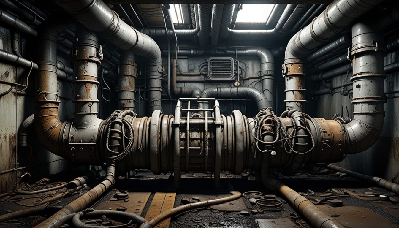Realistic Underground Machine Chamber with Industrial Decay
