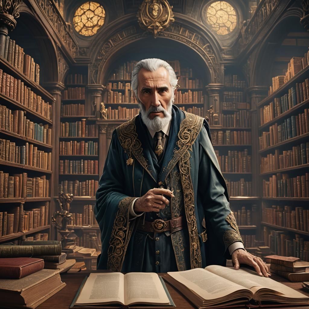 Detailed Matte Painting of a Fantasy Librarian