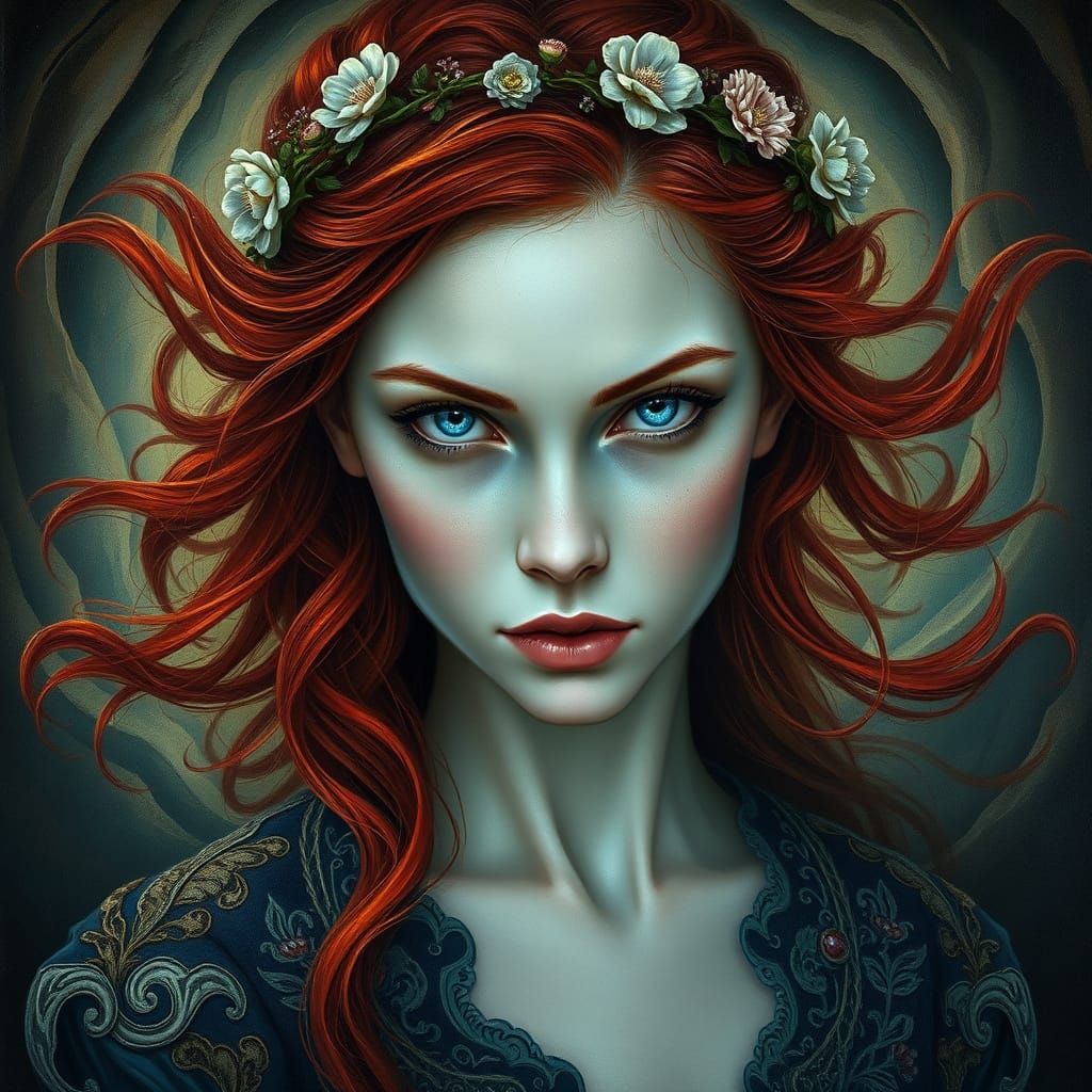 Mysterious Woman Portrait in Baroque Style