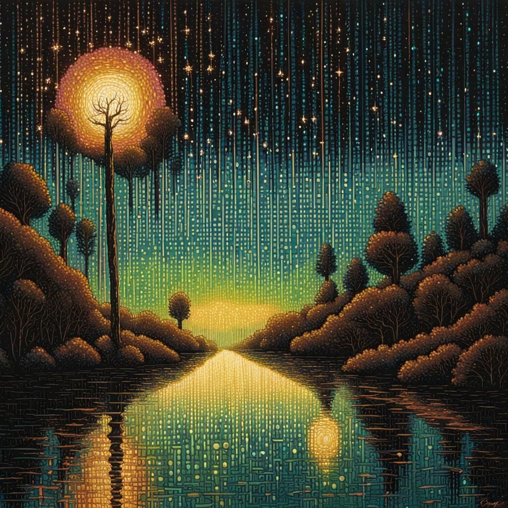 Holographic Pixelscape Light Painting of Binary Dream