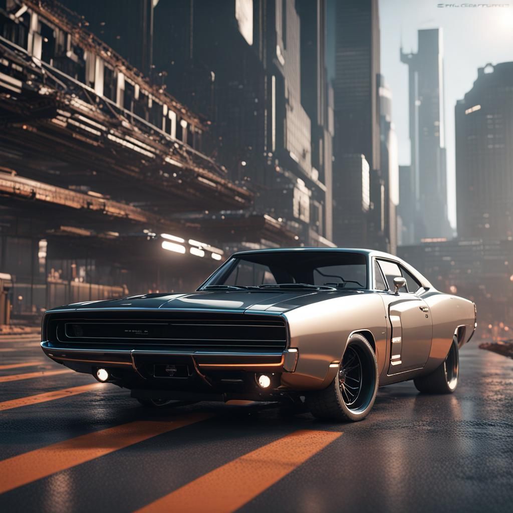 Futuristic Dodge Charger with Intricate Mech Details