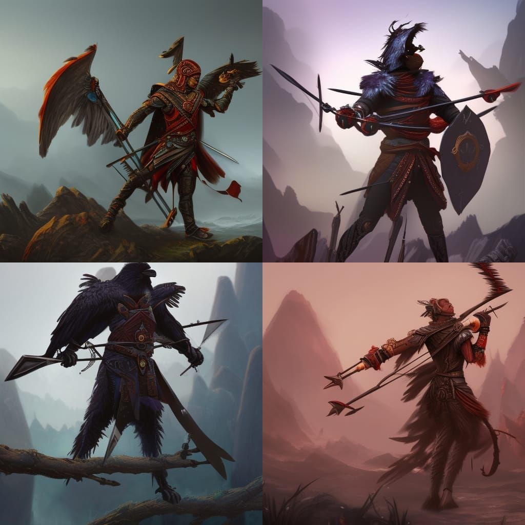 Crow Hero Archer Warrior: Detailed Fantasy Art