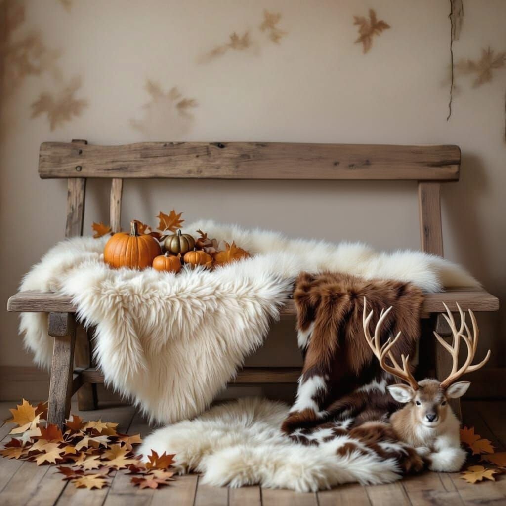 Cozy Fall Scene with Rustic Textures and Warm Tones