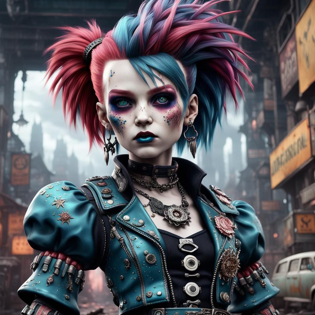 Detailed Porcelain Punk Doll in Matte Painting Style