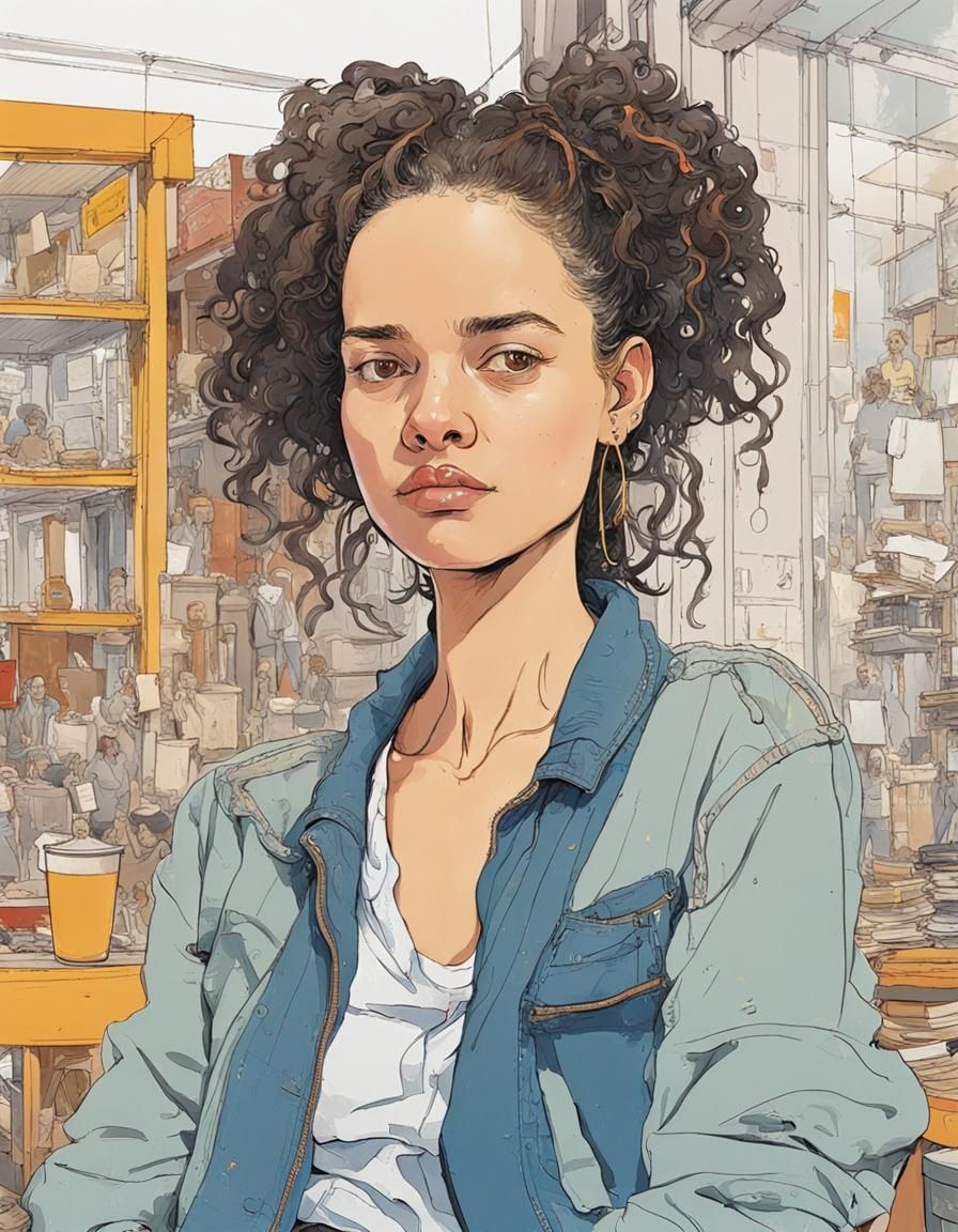 Original Character Portrait in Reportage Illustration Style