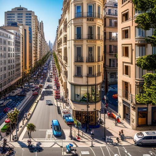 Art Nouveau Avenue with Golden Ratio Composition