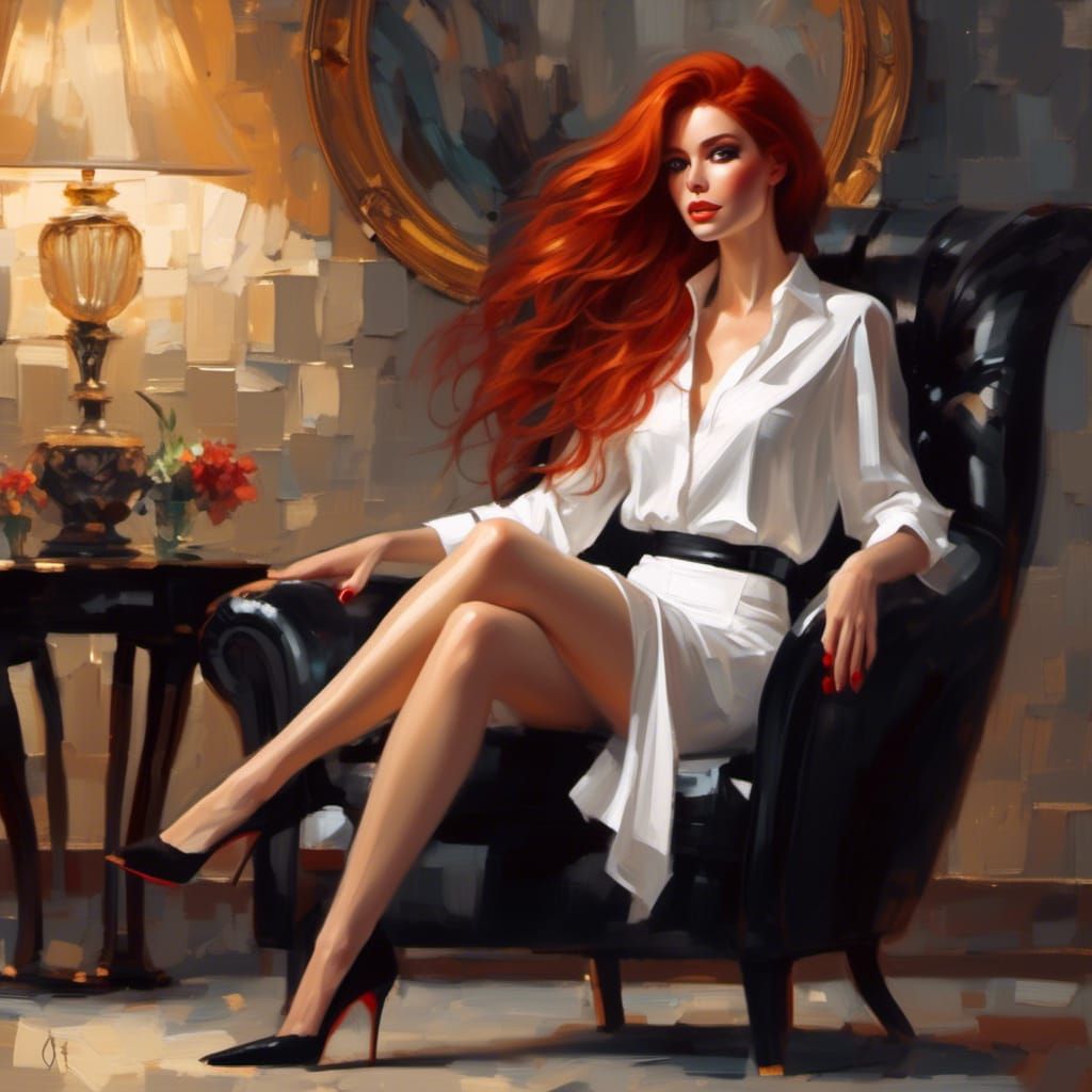 Ravishing Redhead in Lounge Chair