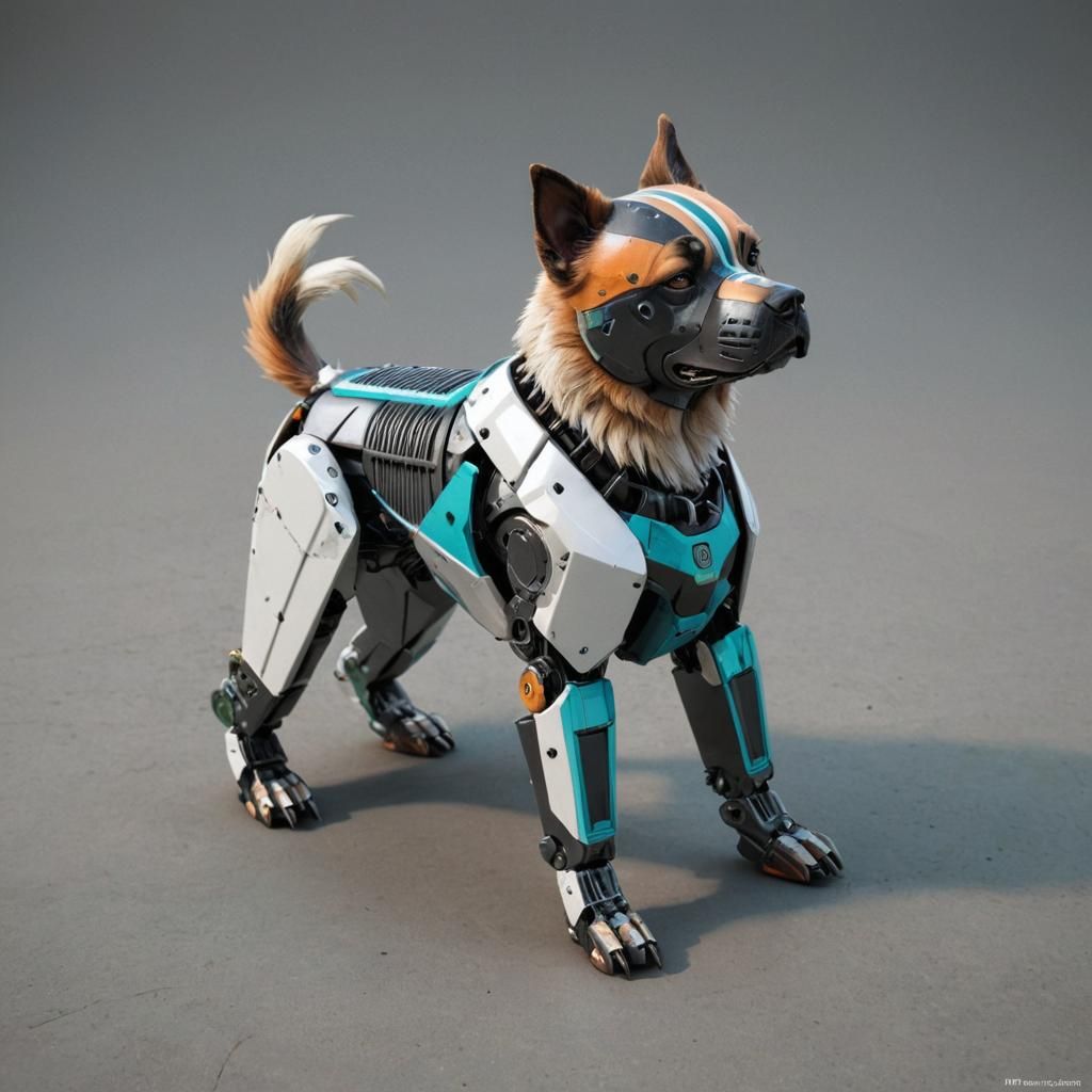 Cyberpunk Chow Chow Robot in Wipeout 2097 Style