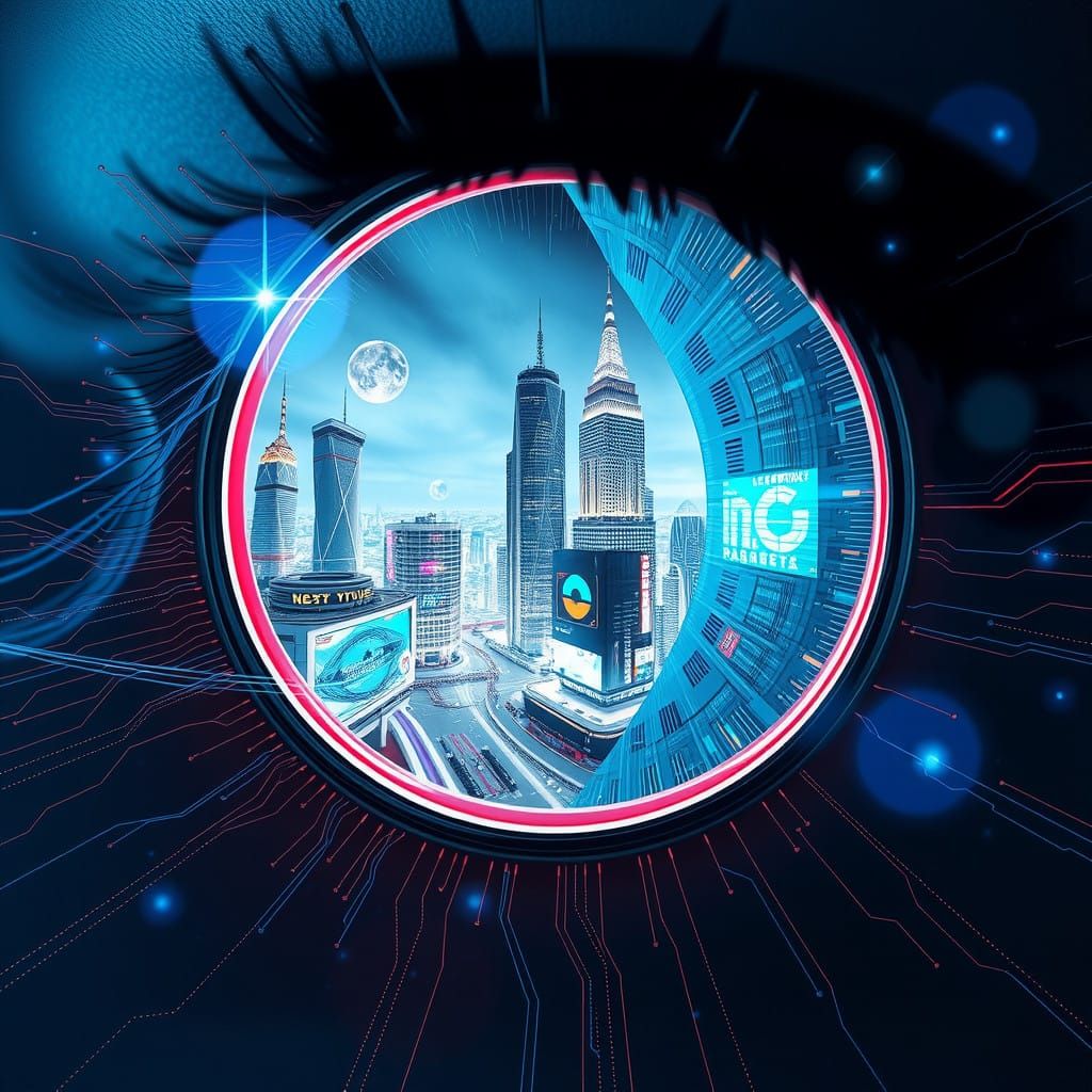 Cyberpunk Eye Portal to Digital Paradise
