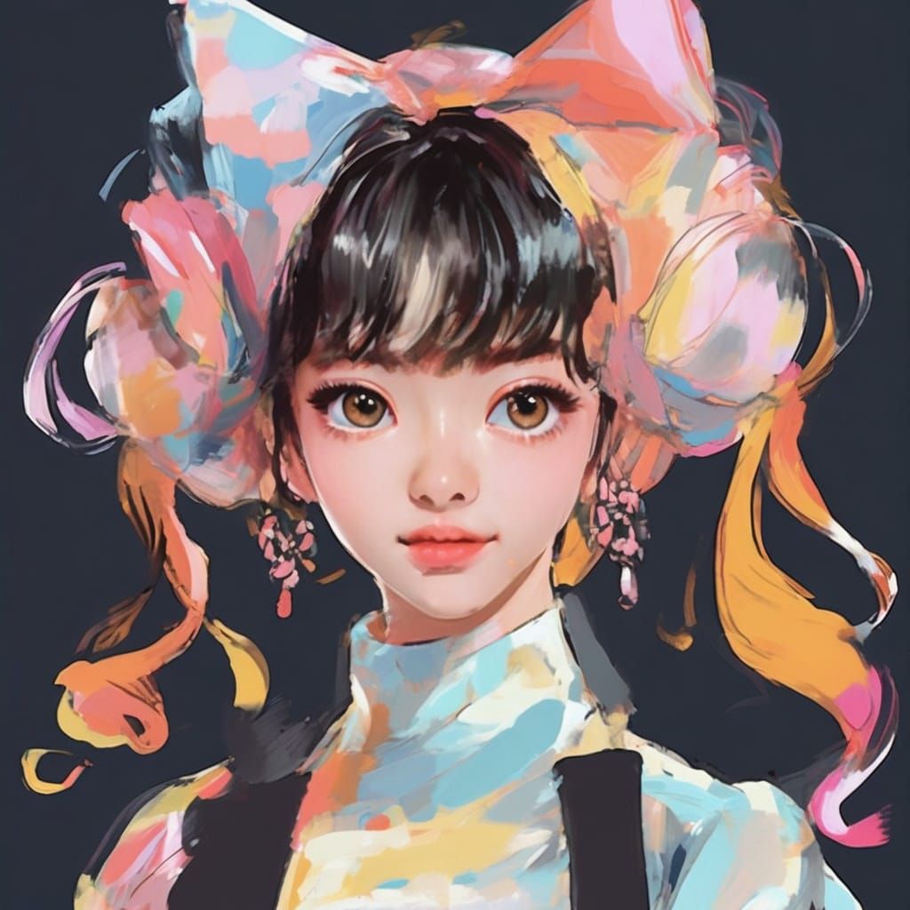 Impressionist Portrait of a Woman in a Satin Dress