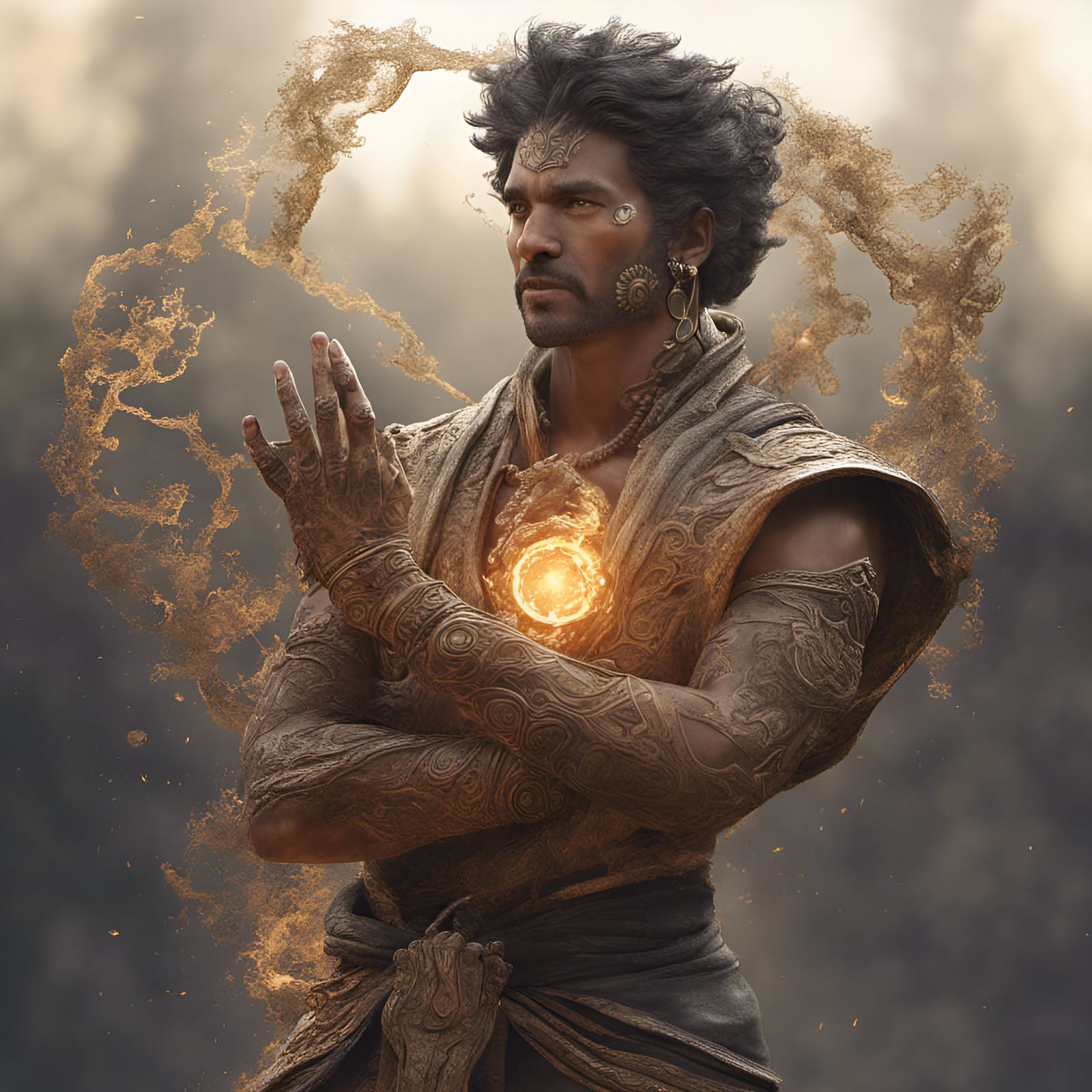 Epic Earthbender Elemental Digital Matte Painting