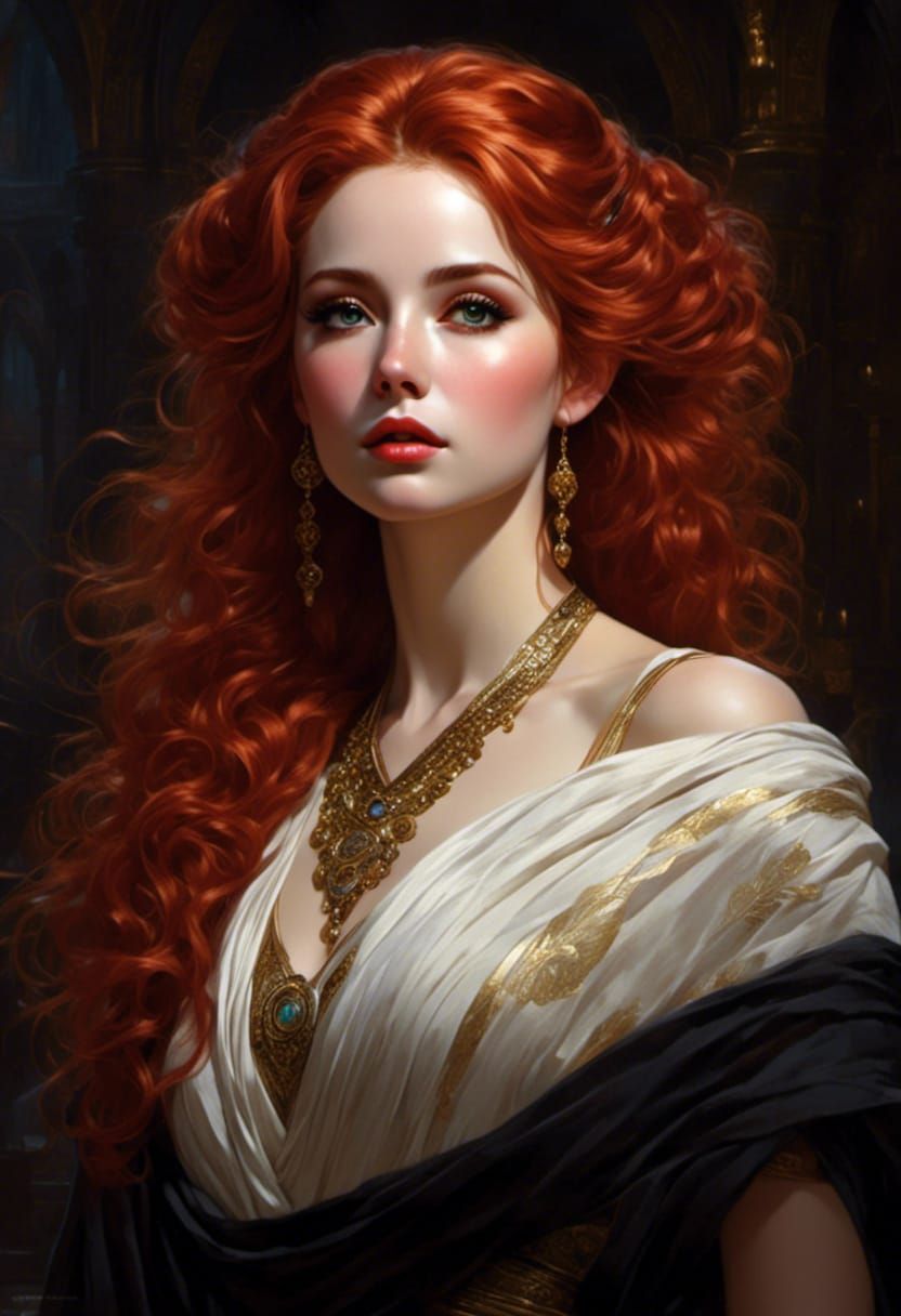 Jedi Lady in Rococo Style with Red Hair