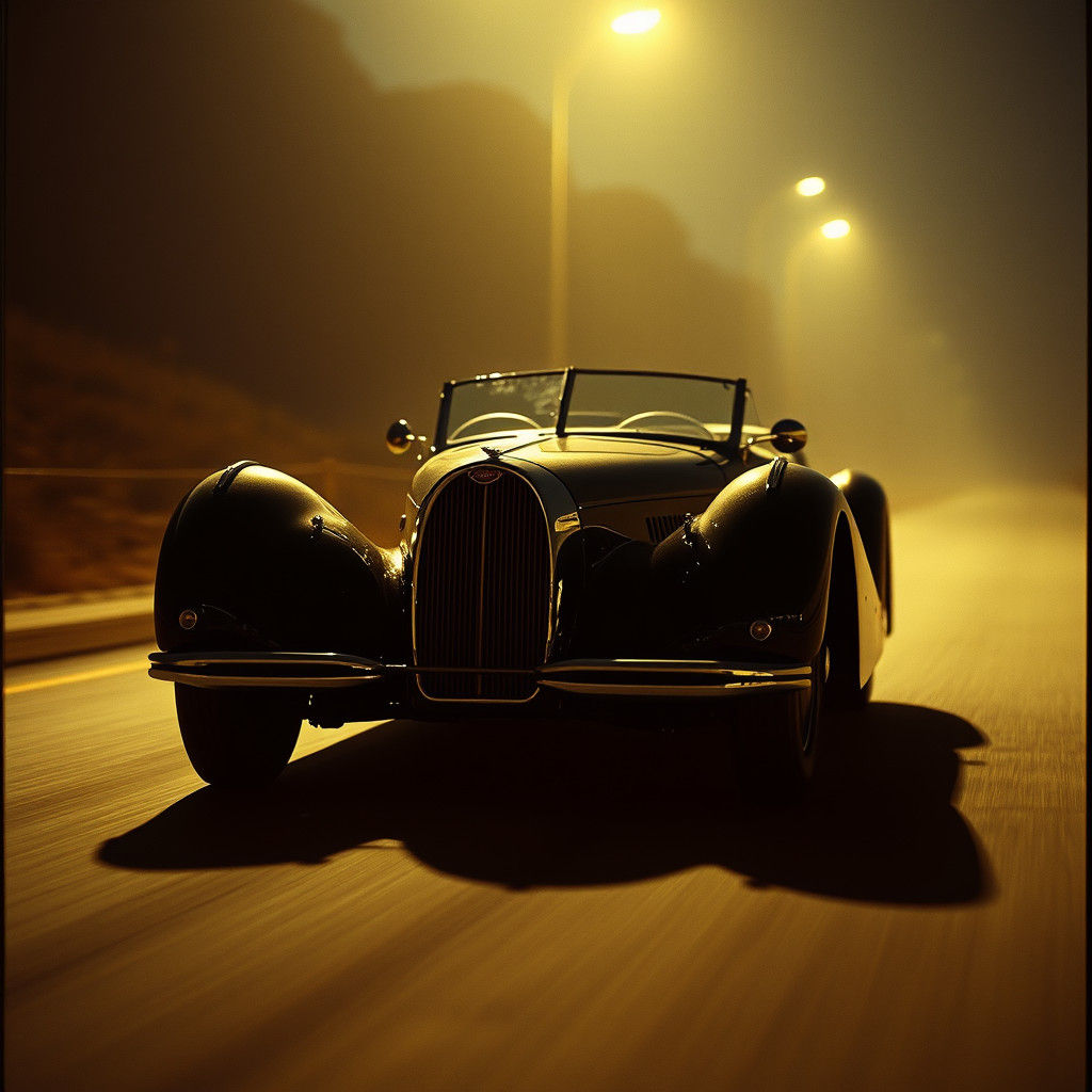 Bugatti Atlantic 'La Voiture Noire' in Cinematic Film Still