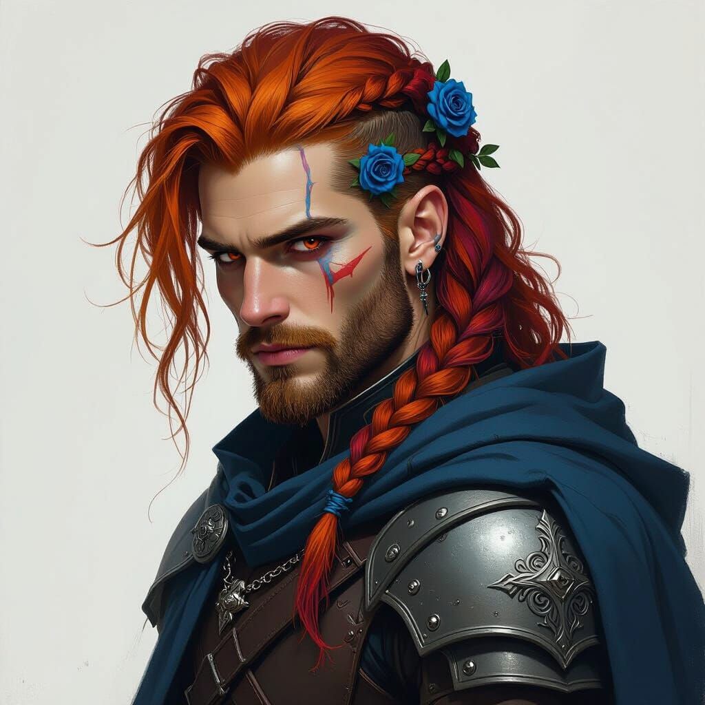 Fantasy Warrior with Prosthetic Arm in Dystopian Style