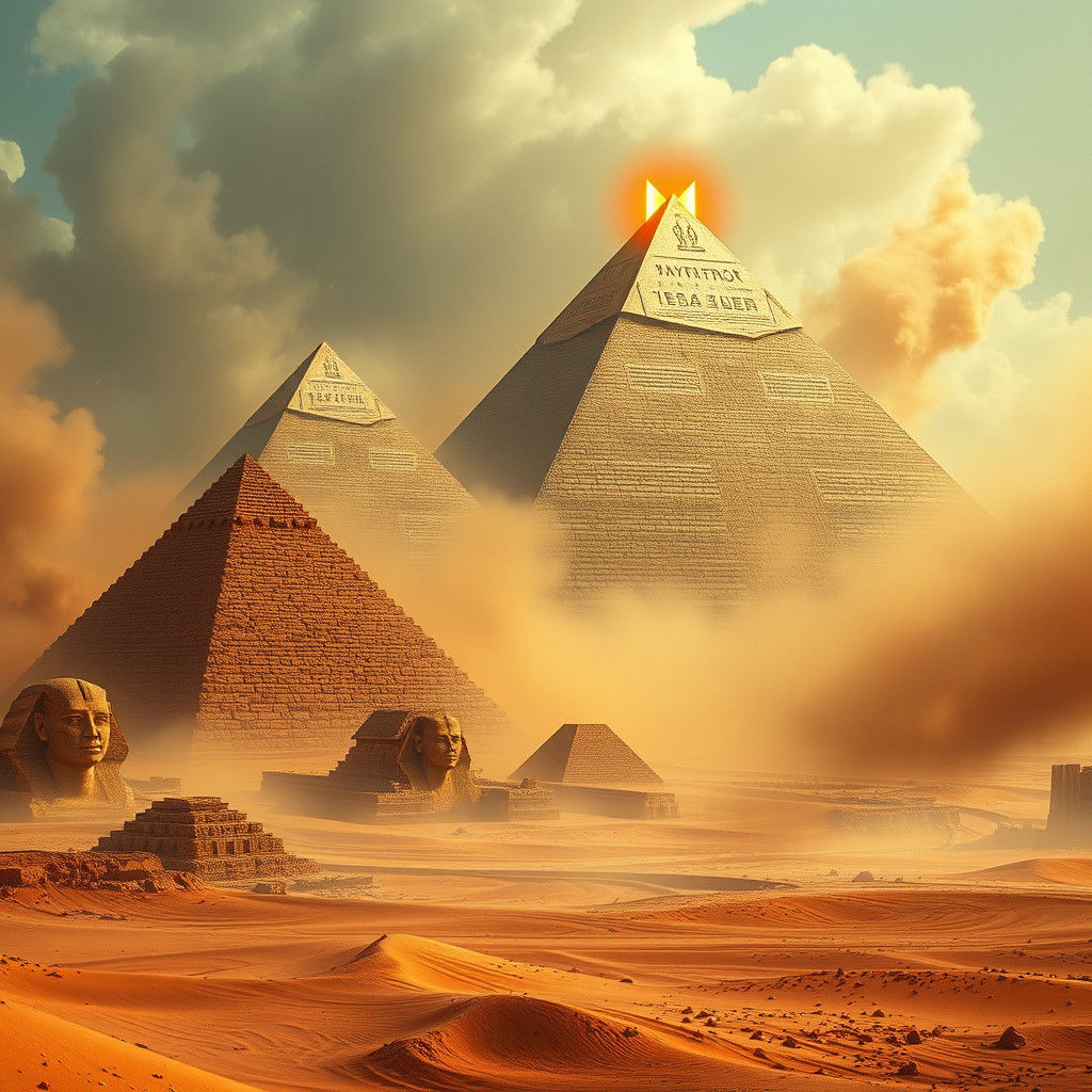 Cyberpunk Pyramids in Sandstorm, Cinematic Style