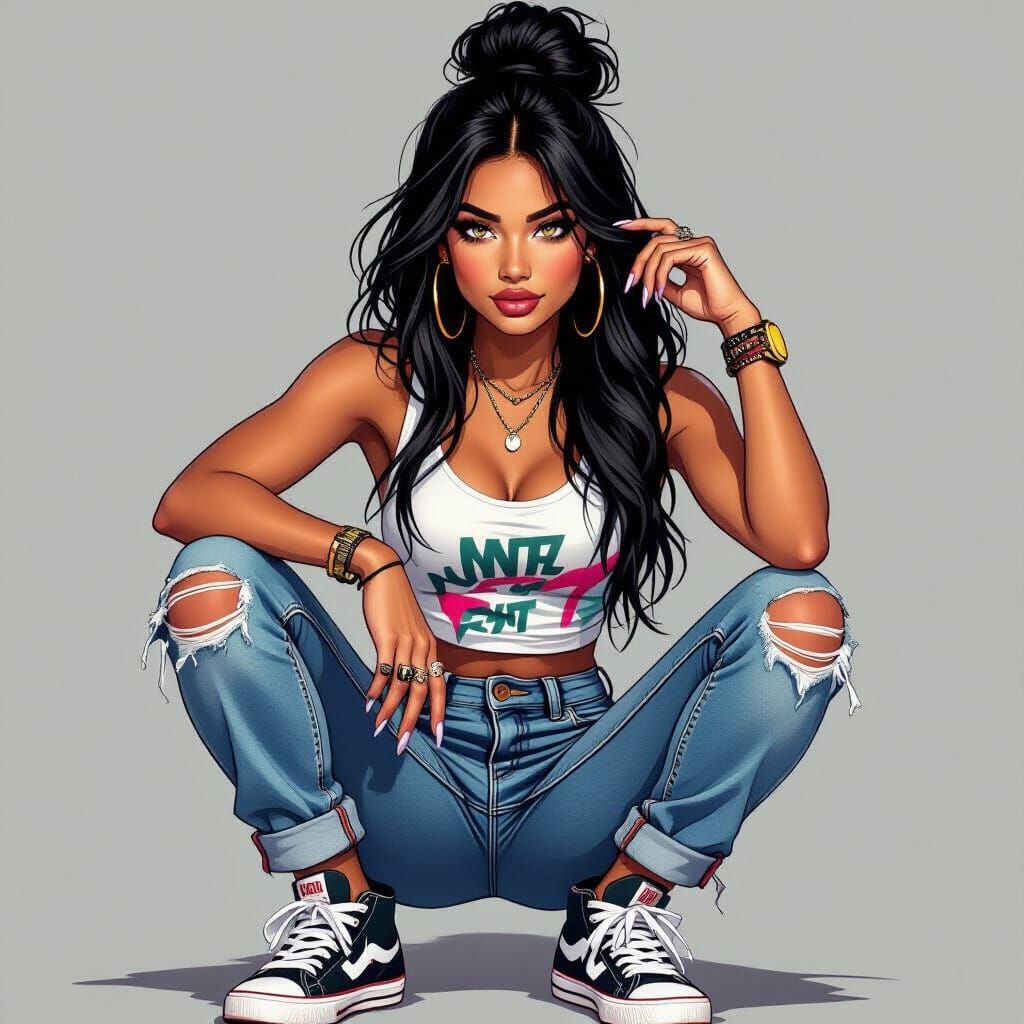 Dominican Woman in Noir Style Urban Portrait