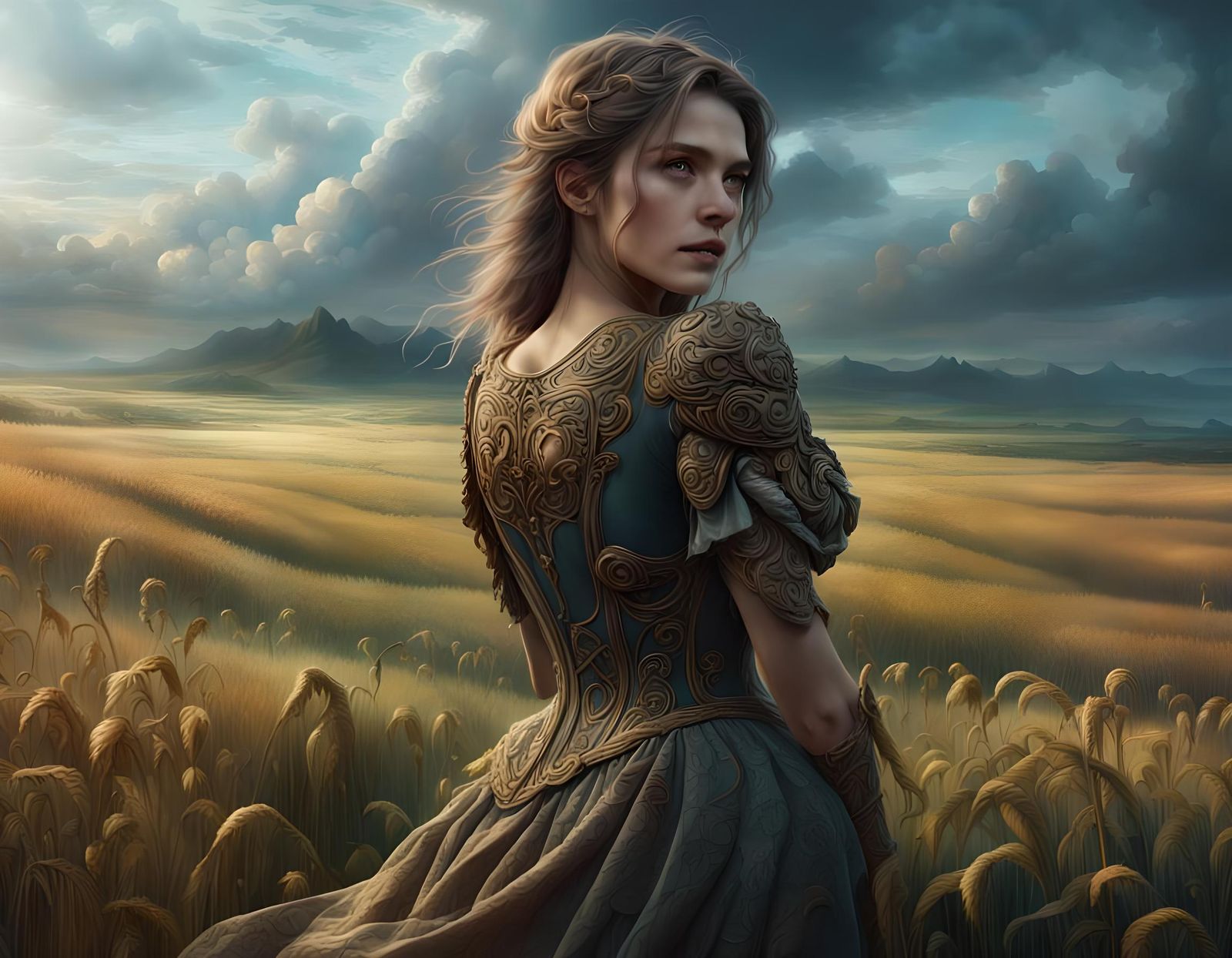 Woman in Field: Digital Matte Painting
