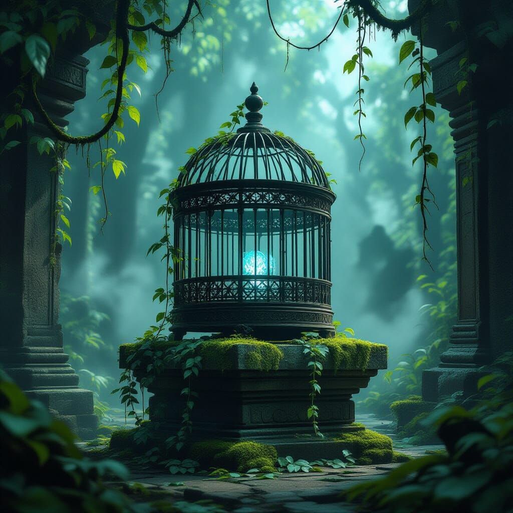 Mystical Birdcage in Ancient Jungle Temple