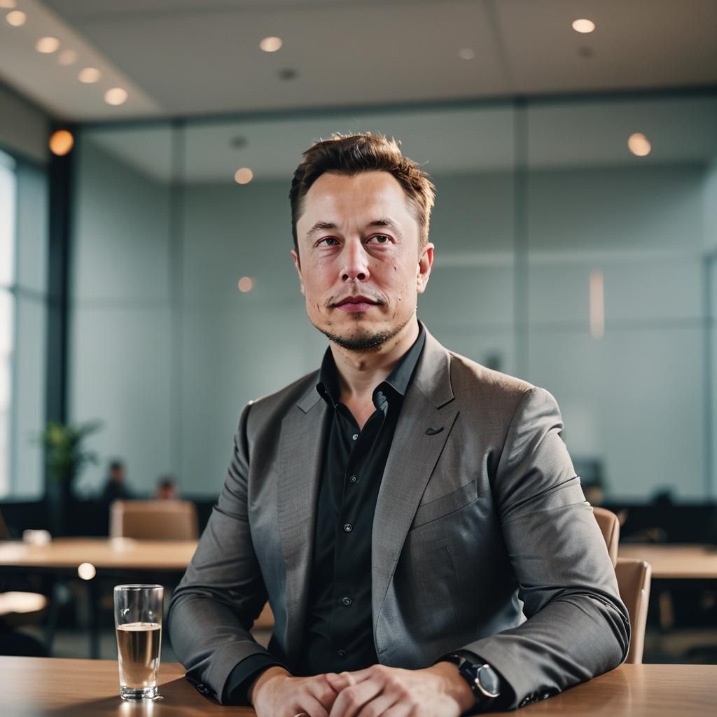 Elon Musk Portrait in Modern Conference Room