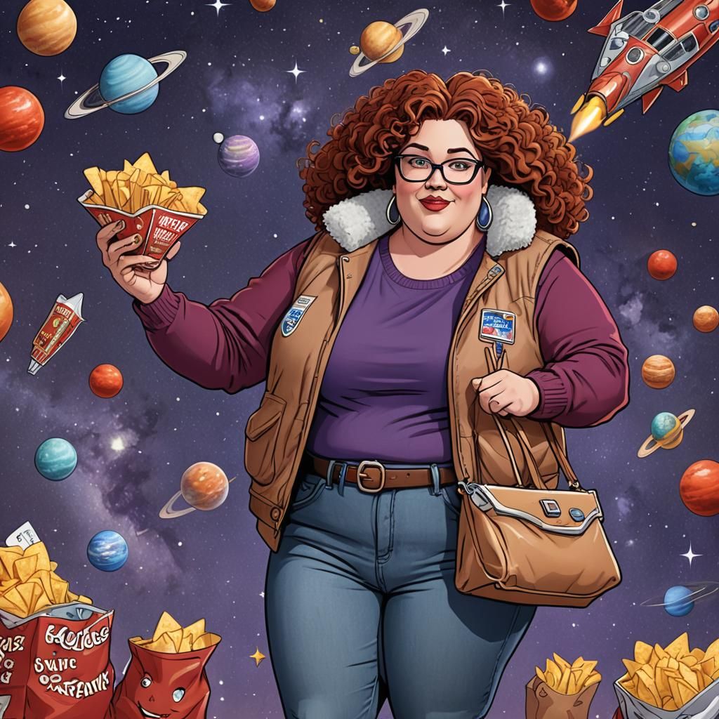 Plus-Size Goddess in Surreal Sci-Fi Ad