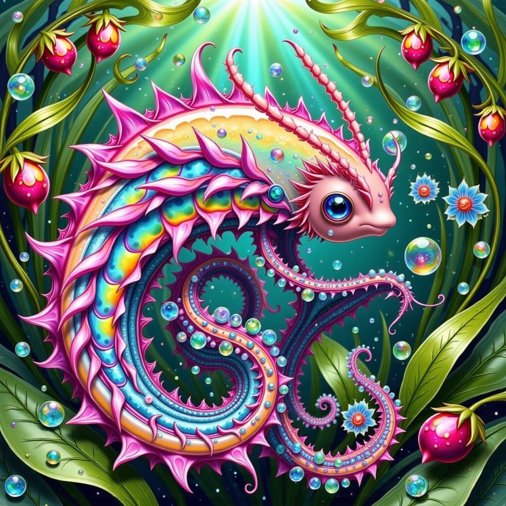 Surreal Berry Fae in Whimsical, Dreamlike Illustration Style