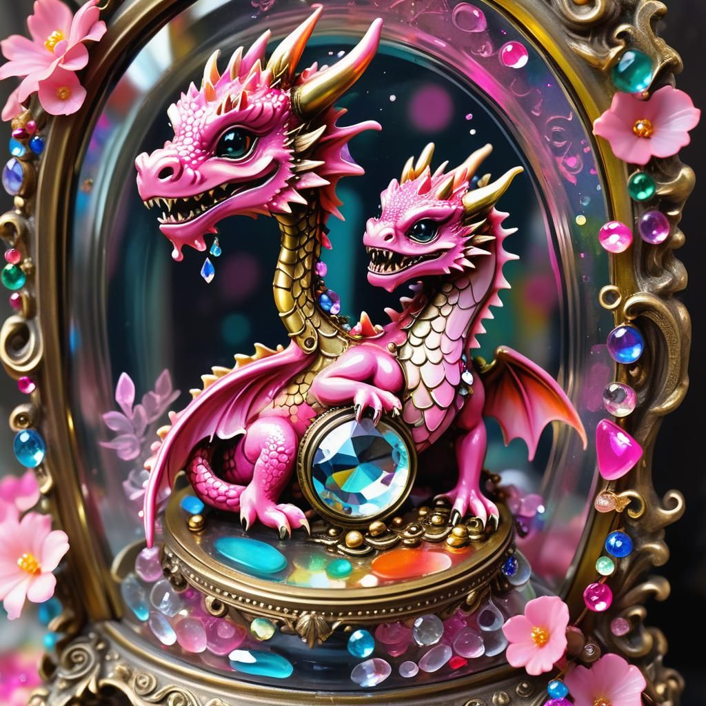 Pink Dragon in Jewelry Box Graffiti Art