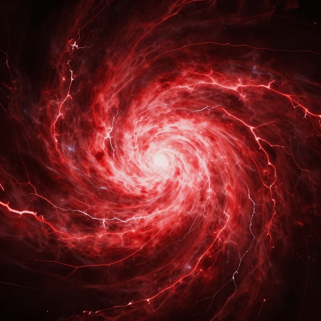 Crimson Energy Tempest in Dynamic Digital Art Style