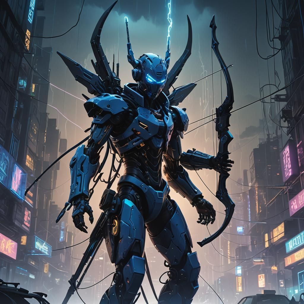 Cyberpunk Digimon Wields Mysterious Compound Shortbow in Neo...