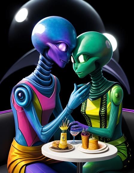 Aliens Fine Dining: Abstract Digital Art